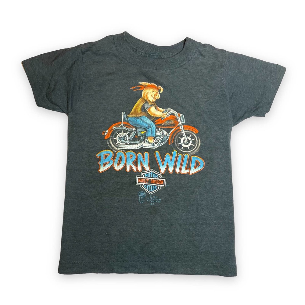 Vintage 80s Harley Davidson Toddler Kids T Shirt Born Wild Single Stitch 3T